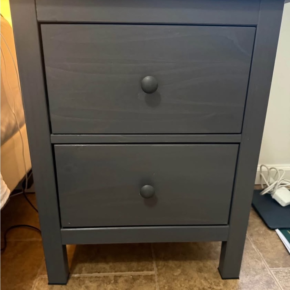 Gray Two-Drawer Nightstand